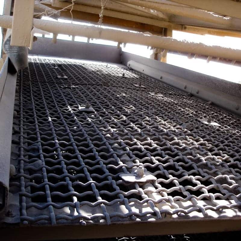 Mallas Metálicas, Malla instalada en una criba para clasificación de agregados